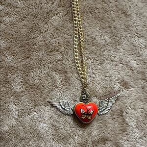 Gold and Silver Heart Pendant Necklace
